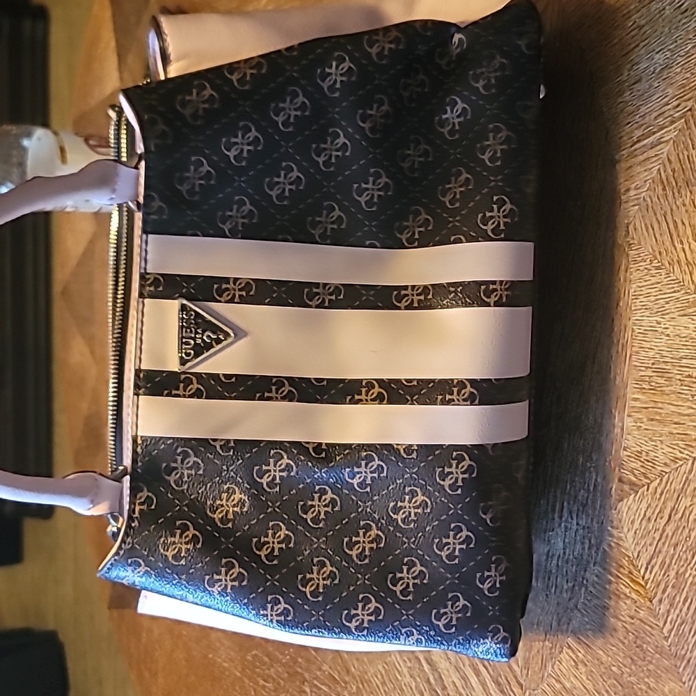 Guess Logo Ambeisa Turnlock Satchel bag with matching  make up bag
